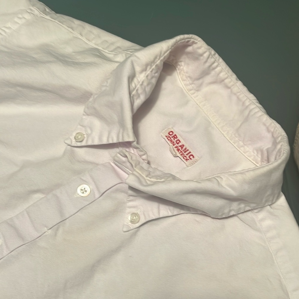 ORGANIC JOHN PATRICK Faded Pastel Pink Oxford Shirt Medium